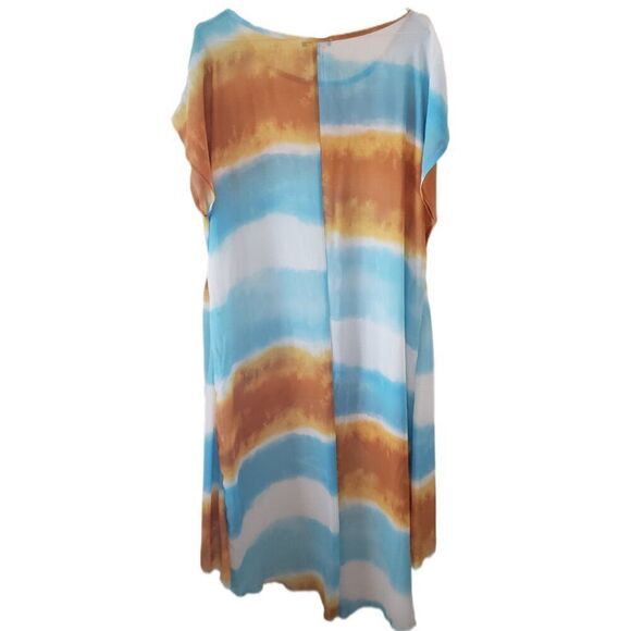 Cha Cha Vente Blue Gold High Lo Swim Coverup - Picture 3 of 4